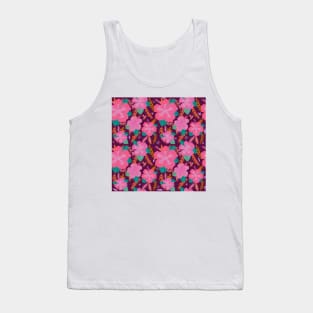 Tropical Pink Hibiscus Flower Purple Pattern Tank Top